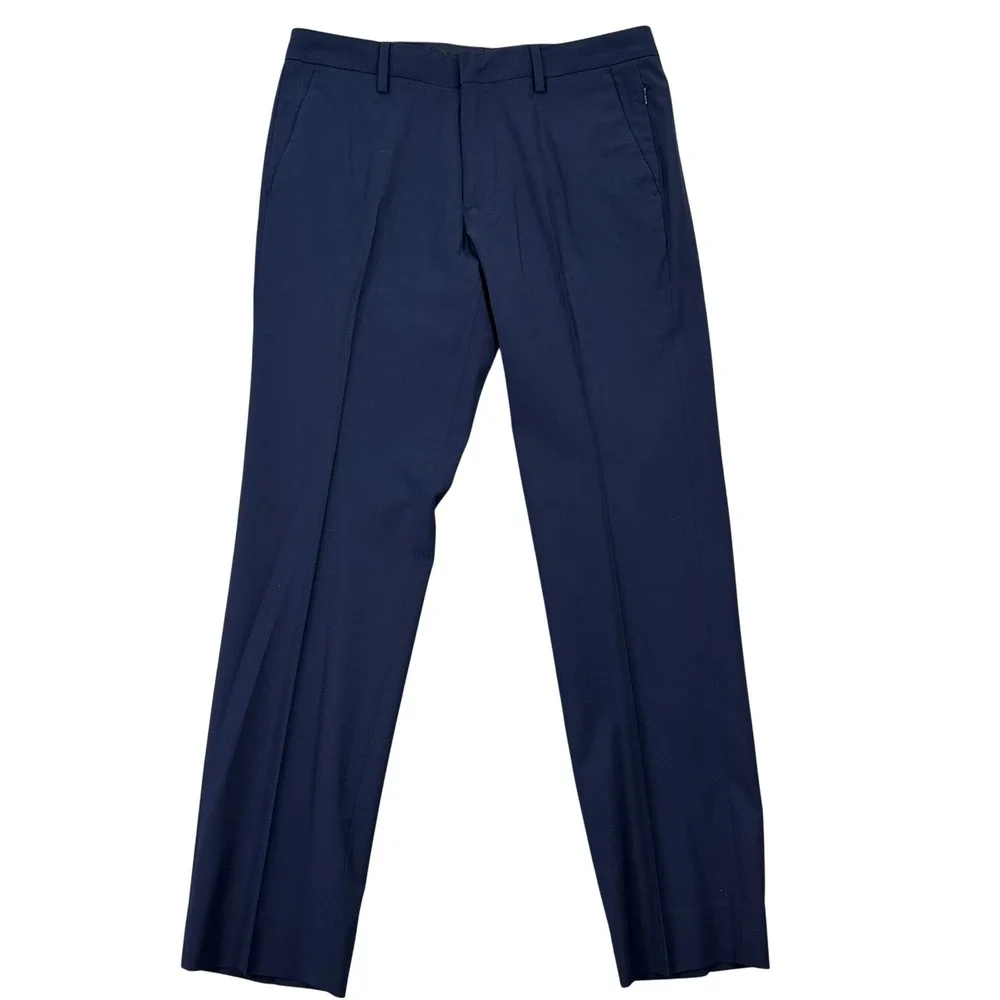 BONOBOS Marzotto Mens 38R Slim Fit Navy Wool 2-Button Suit Jacket Pants 32x30